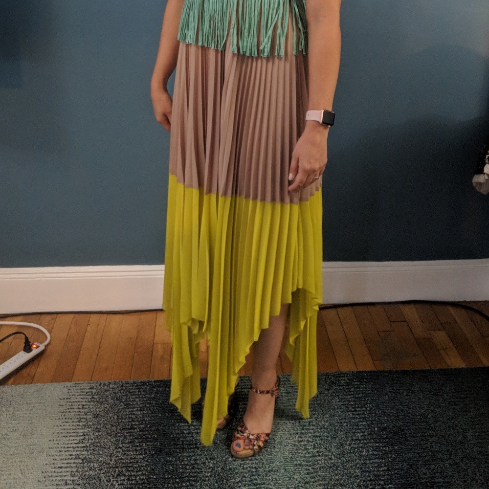 BCBG MAX AZARIA Color-Blocked Asymmetrical Skirt